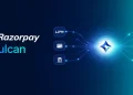 Razorpay Vulcan logo on gradient background representing India’s first AI payments foundation model.